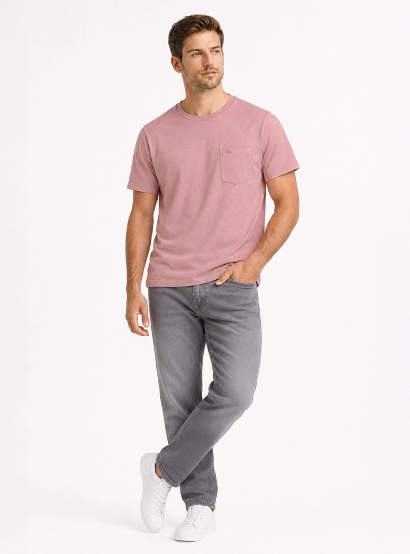 POLERA ALGODON LISA REGULAR FIT ROSADO ARROW - 4