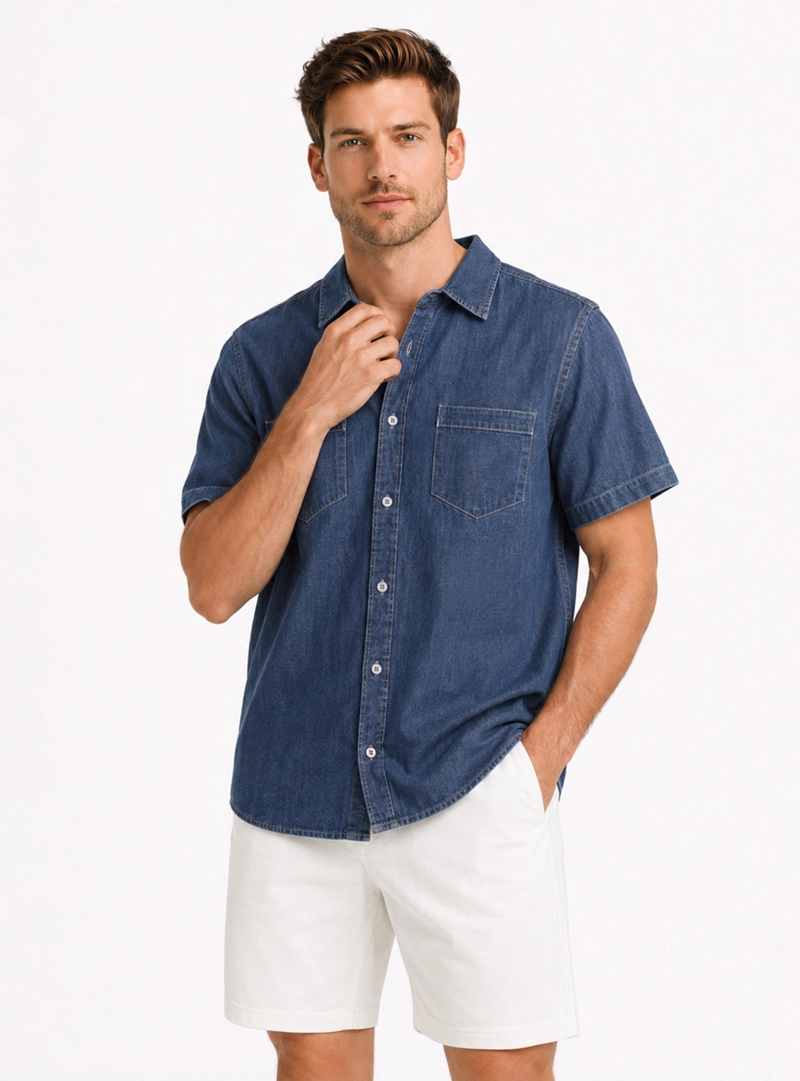 CAMISA DENIM REGULAR FIT AZUL ARROW - 1