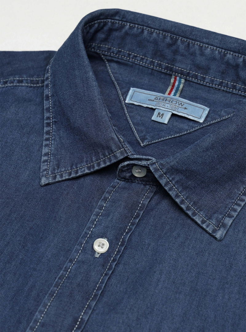 CAMISA DENIM REGULAR FIT AZUL ARROW - 5