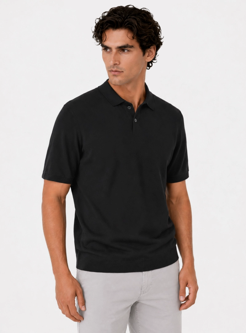 POLERA TEJIDA REGULAR FIT NEGRO ARROW - 1