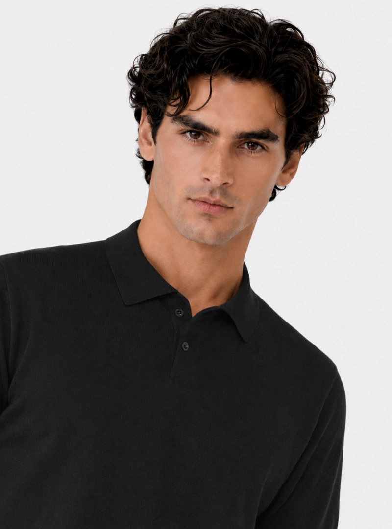 POLERA TEJIDA REGULAR FIT NEGRO ARROW - 3