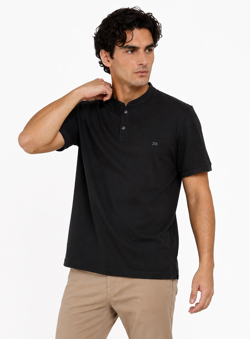 POLERA CUELLO MAO REGULAR FIT NEGRO ARROW - 1