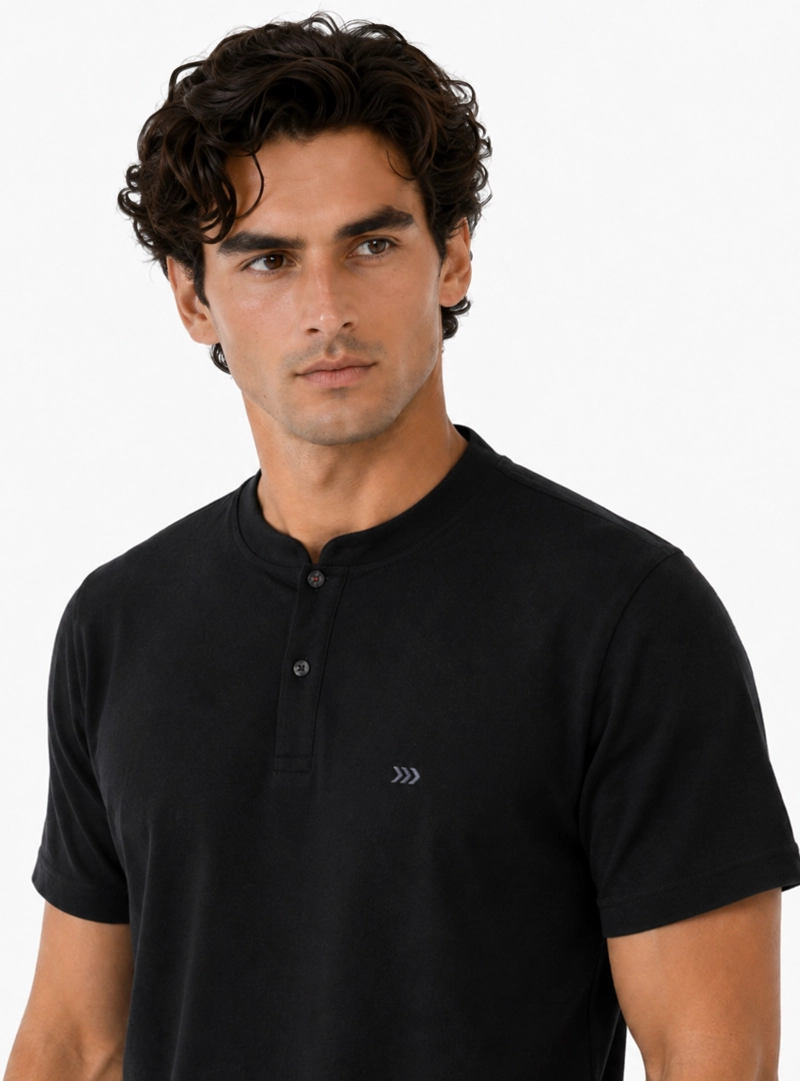 POLERA CUELLO MAO REGULAR FIT NEGRO ARROW - 3
