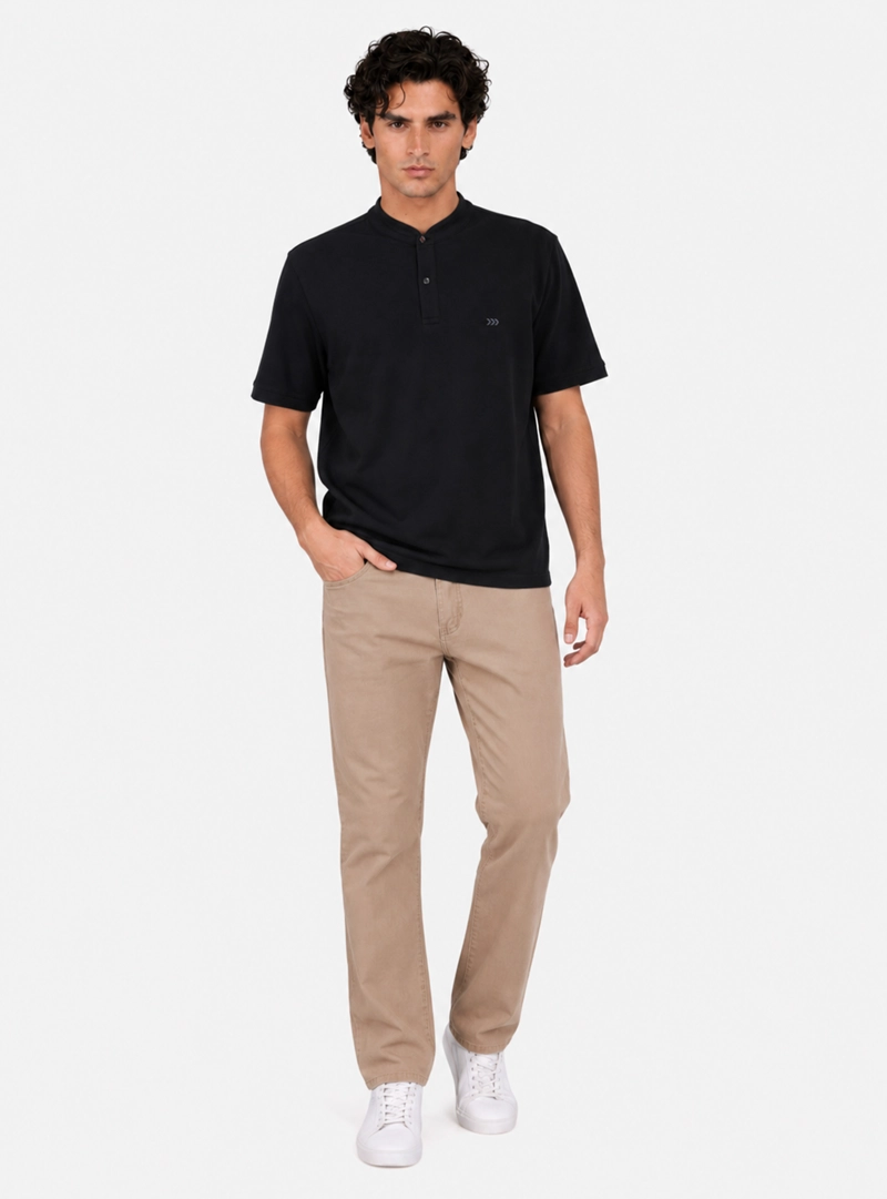 POLERA CUELLO MAO REGULAR FIT NEGRO ARROW - 4