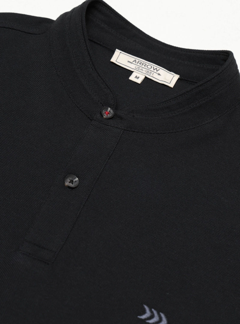 POLERA CUELLO MAO REGULAR FIT NEGRO ARROW - 6