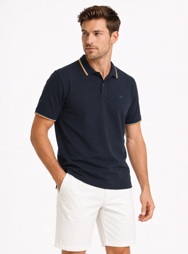 POLERA PIQUE REGULAR FIT AZUL MARINO ARROW - 1