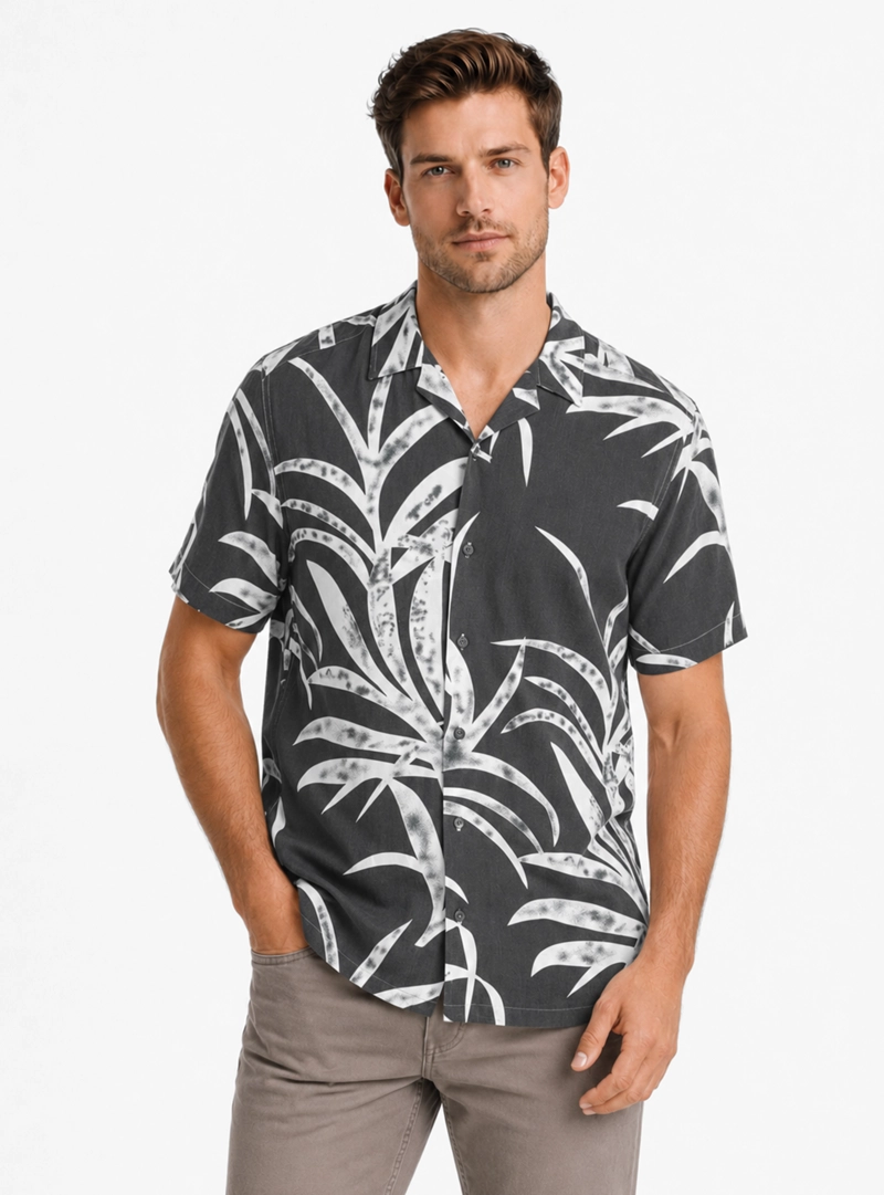 CAMISA ALGODON PRINT REGULAR FIT OLIVA ARROW - 1