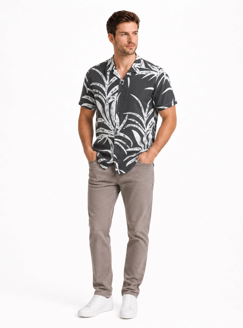 CAMISA ALGODON PRINT REGULAR FIT OLIVA ARROW - 4