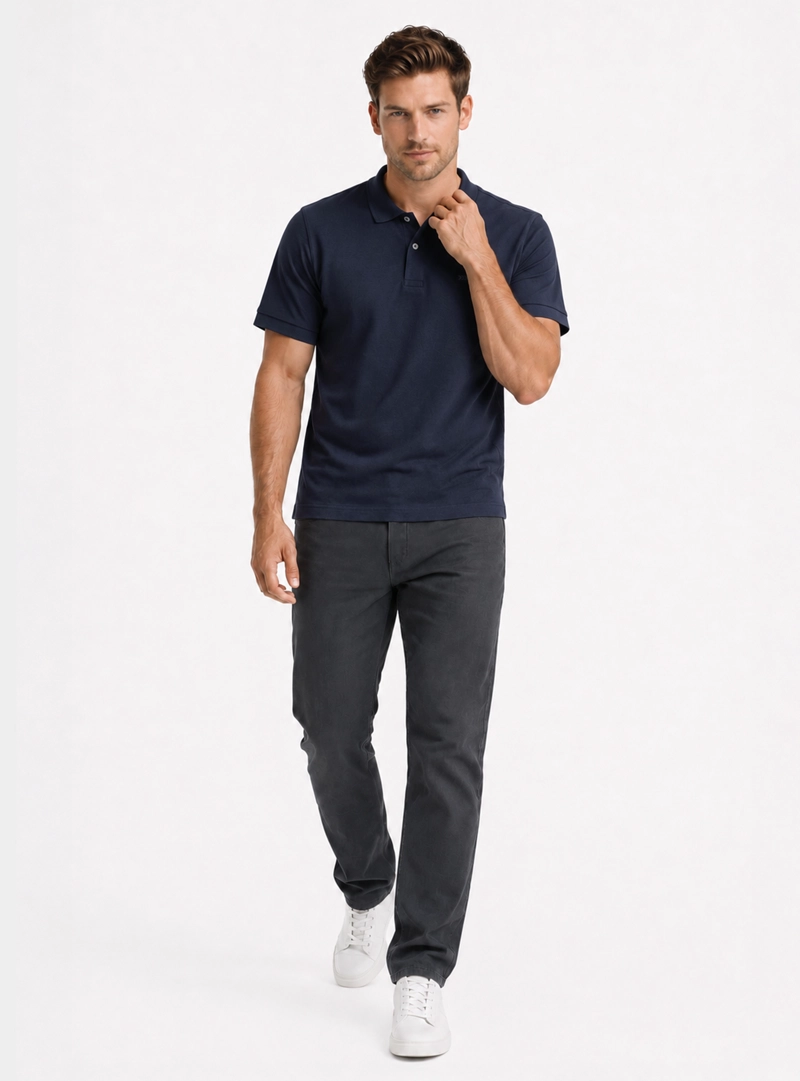 POLERA PIQUE REGULAR FIT AZUL ARROW - 4