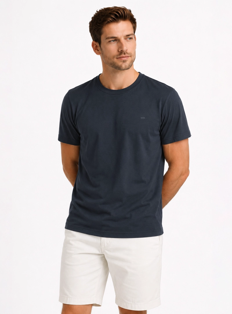 POLERA ALGODON-MODAL LISA REGULAR FIT AZUL MARINO ARROW - 1