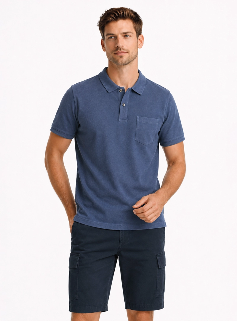 POLERA STONE WASH REGULAR FIT AZUL ARROW - 1