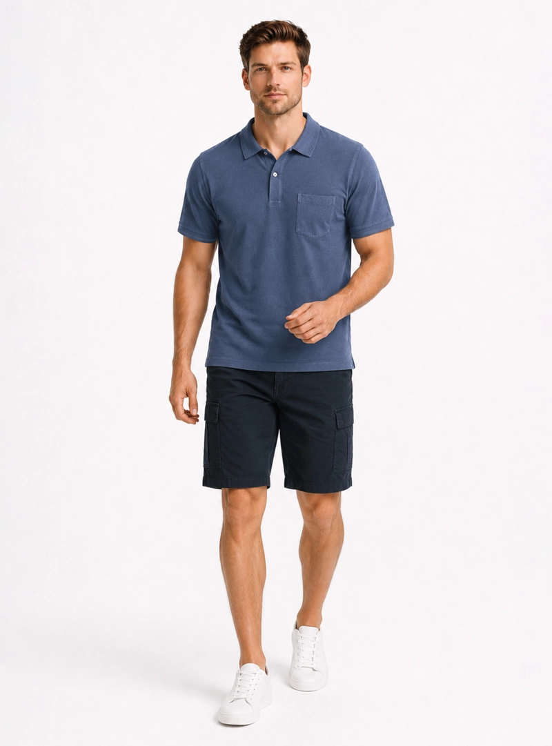 POLERA STONE WASH REGULAR FIT AZUL ARROW - 4
