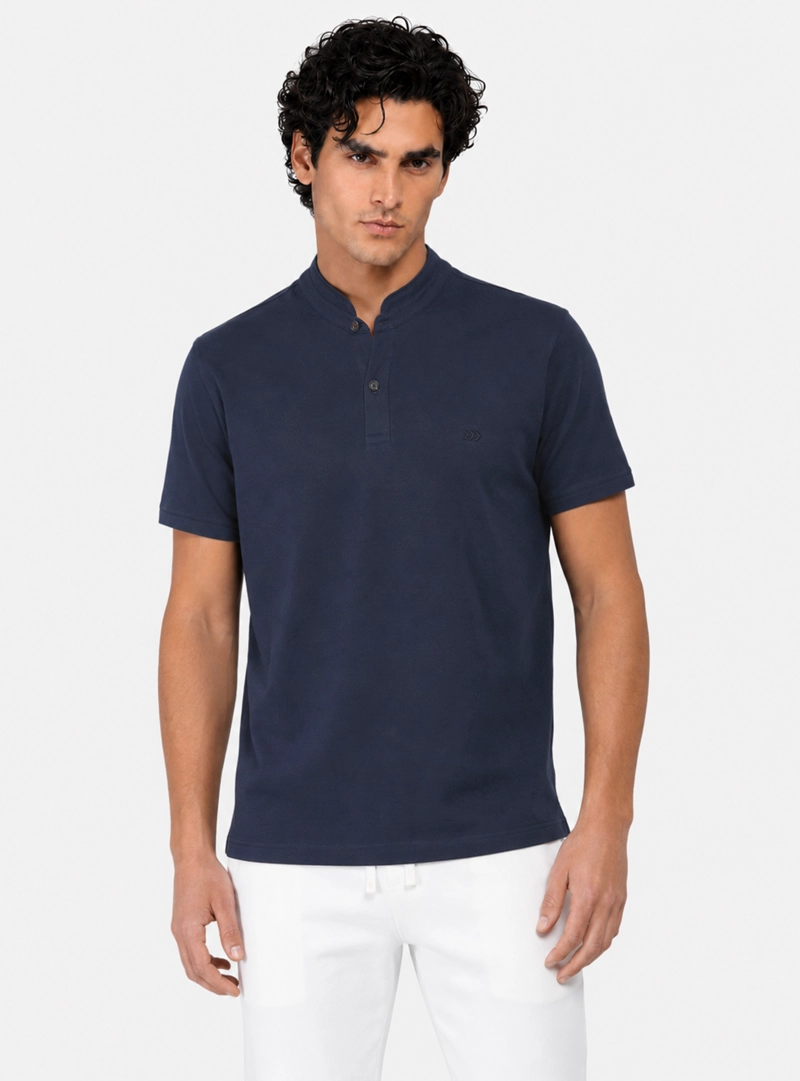 POLERA CUELLO MAO REGULAR FIT AZUL ARROW - 1