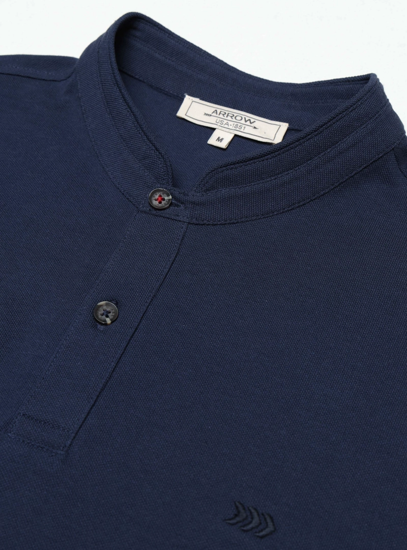 POLERA CUELLO MAO REGULAR FIT AZUL ARROW - 5