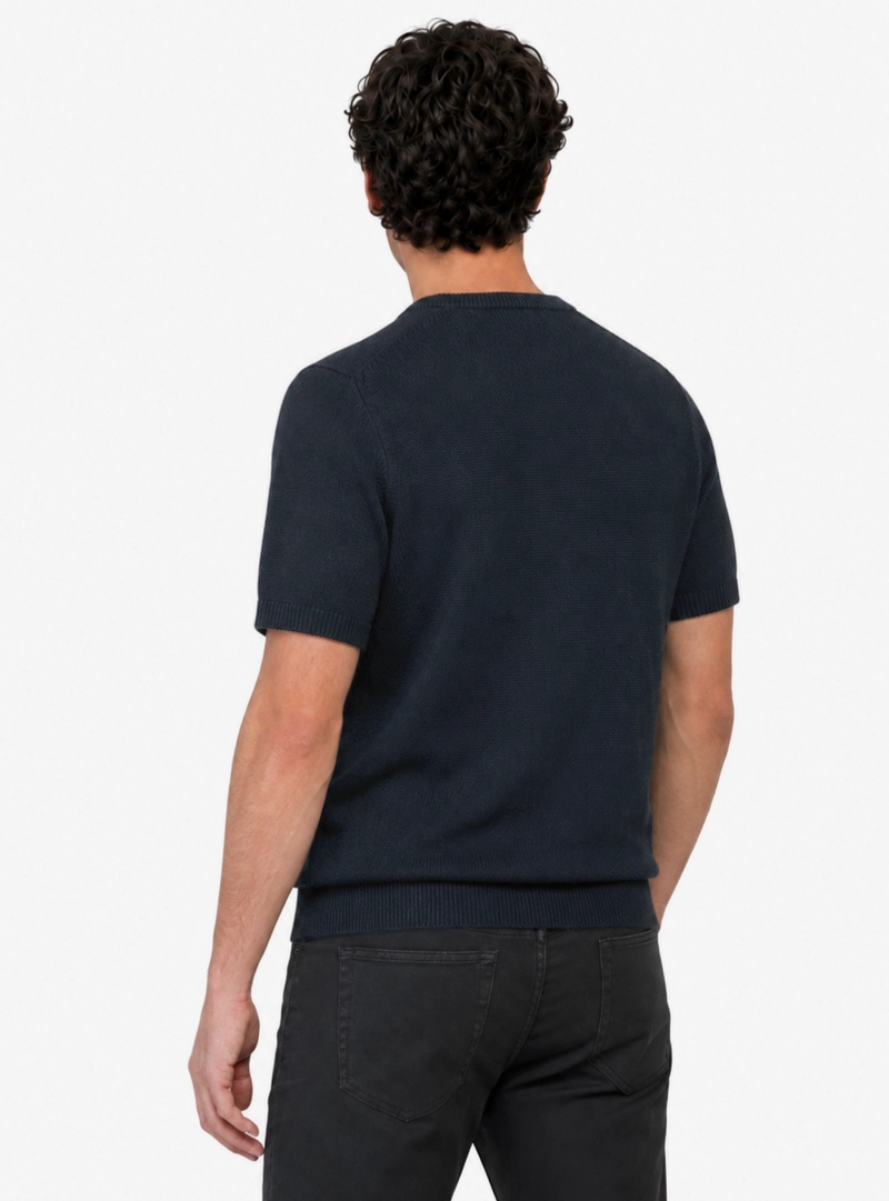 POLERA TEJIDA LINO-ALGODON REGULAR FIT AZUL MARINO ARROW - 2