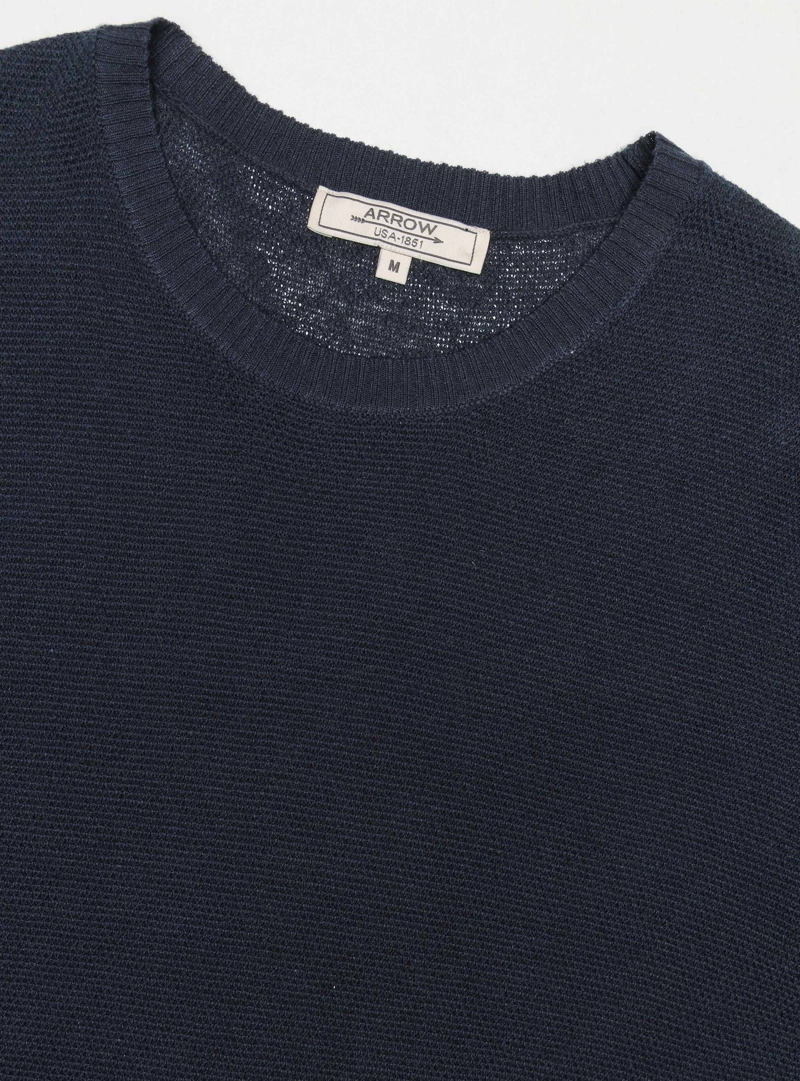 POLERA TEJIDA LINO-ALGODON REGULAR FIT AZUL MARINO ARROW - 5