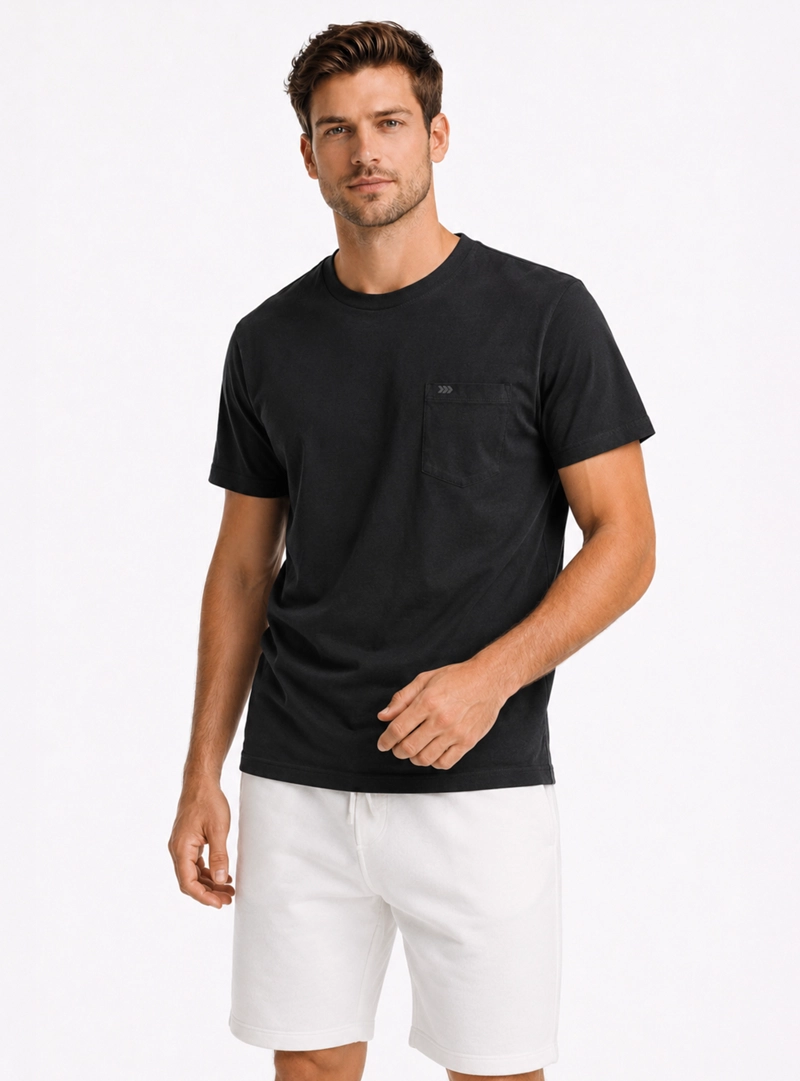 POLERA ALGODON LISA REGULAR FIT NEGRO ARROW - 1