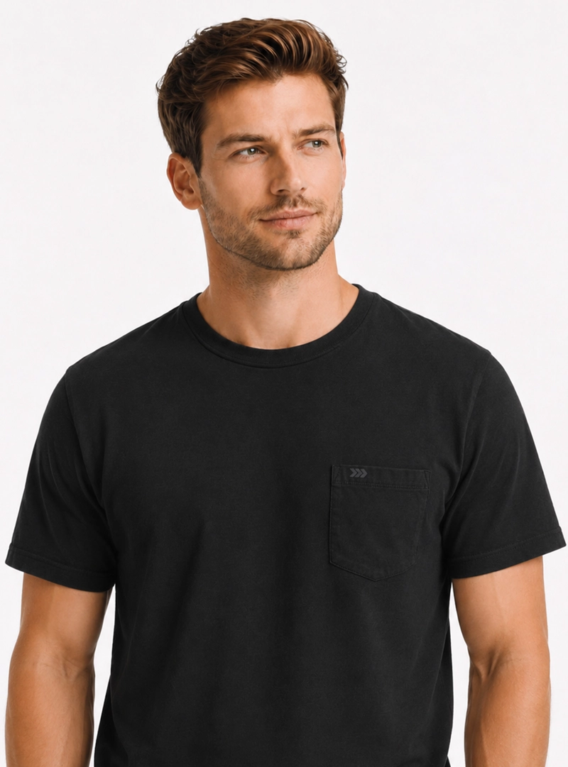 POLERA ALGODON LISA REGULAR FIT NEGRO ARROW - 3