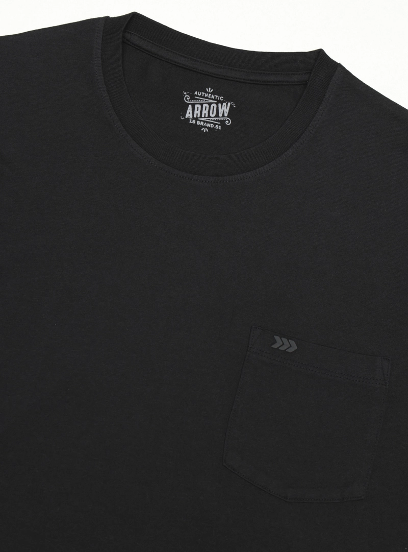 POLERA ALGODON LISA REGULAR FIT NEGRO ARROW - 5