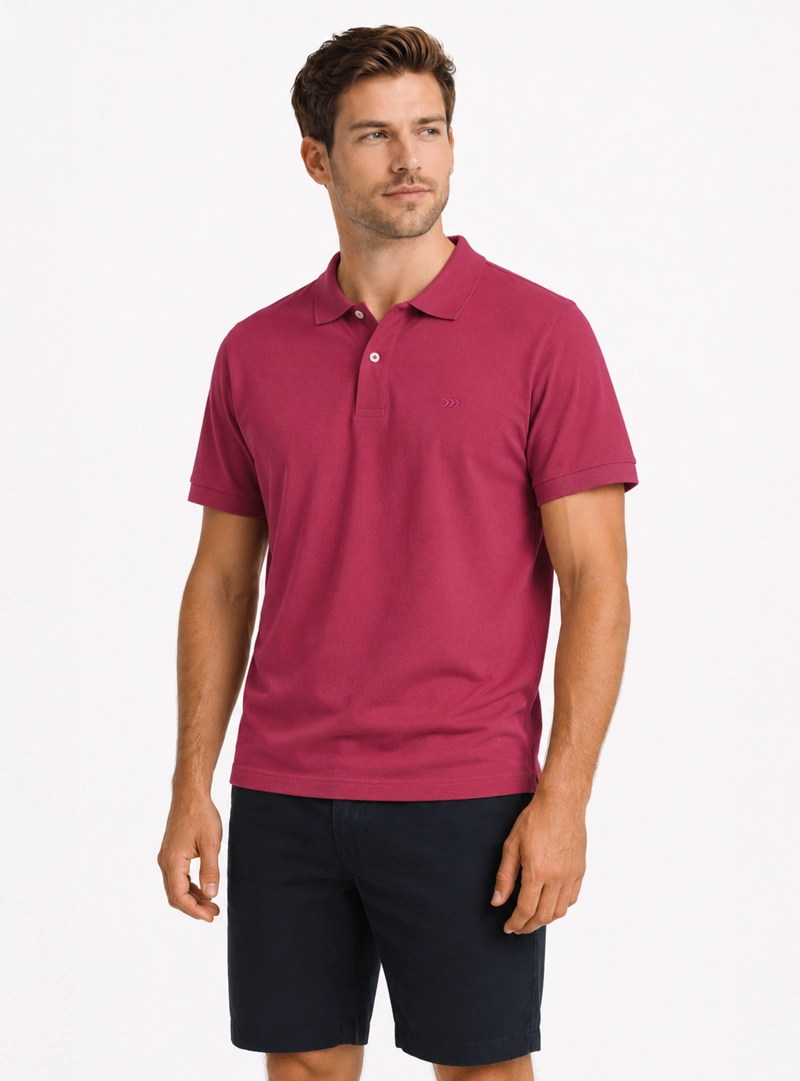 POLERA PIQUE REGULAR FIT GUINDA ARROW - 1