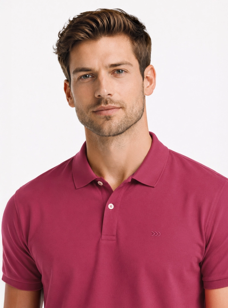 POLERA PIQUE REGULAR FIT GUINDA ARROW - 3