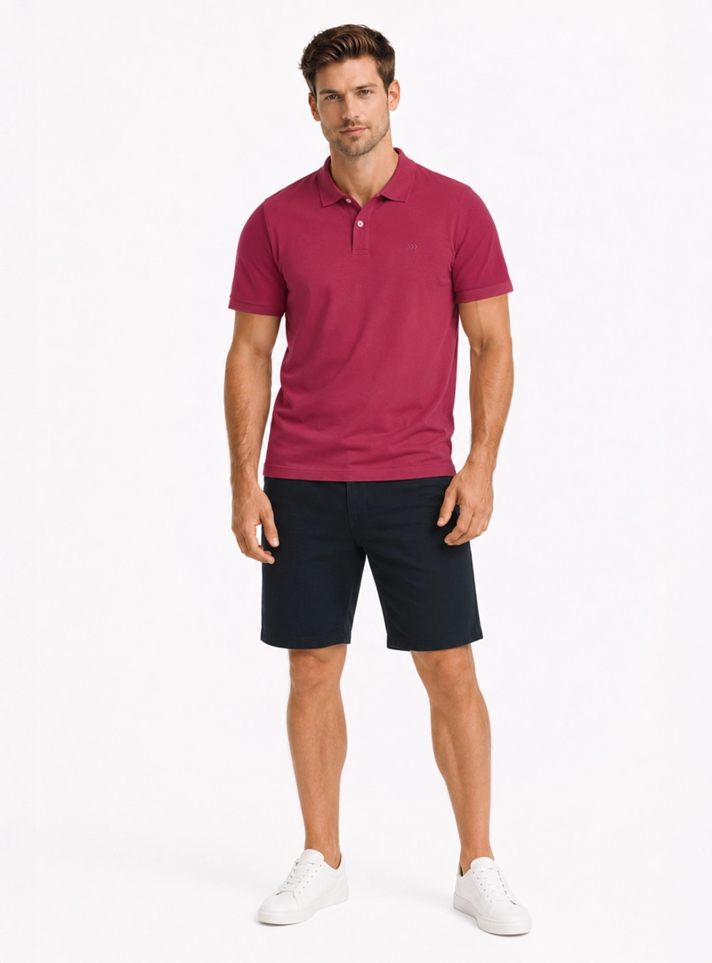 POLERA PIQUE REGULAR FIT GUINDA ARROW - 4