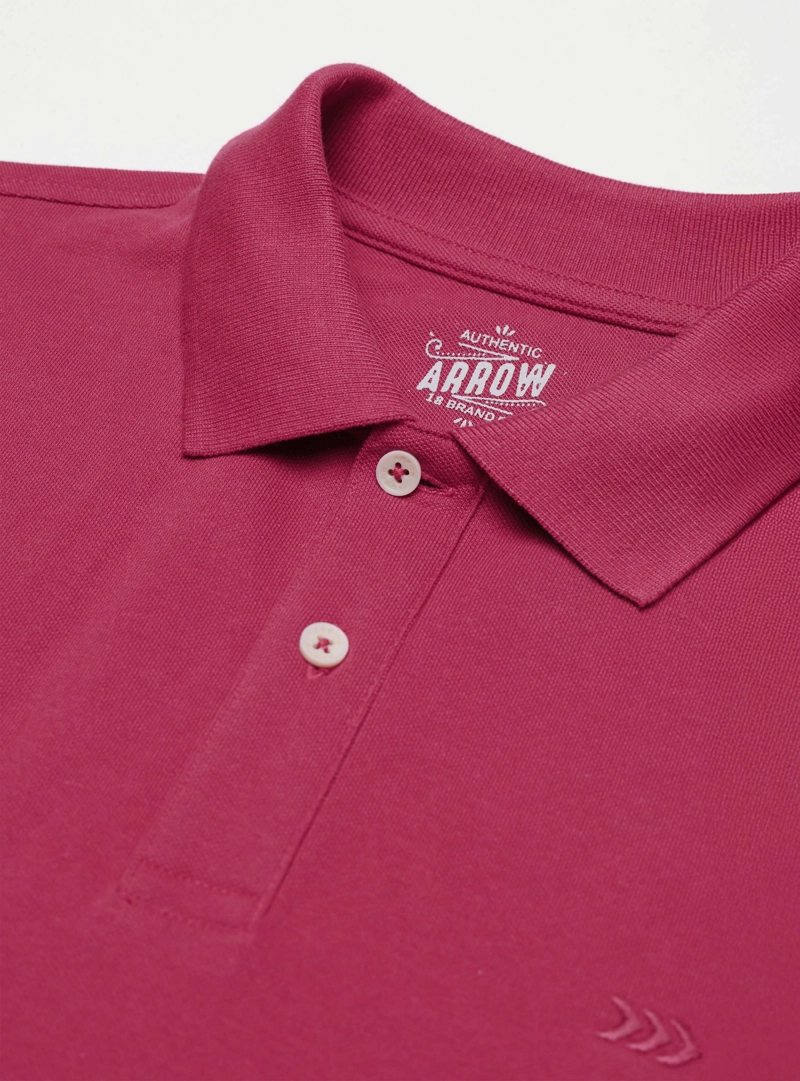 POLERA PIQUE REGULAR FIT GUINDA ARROW - 5