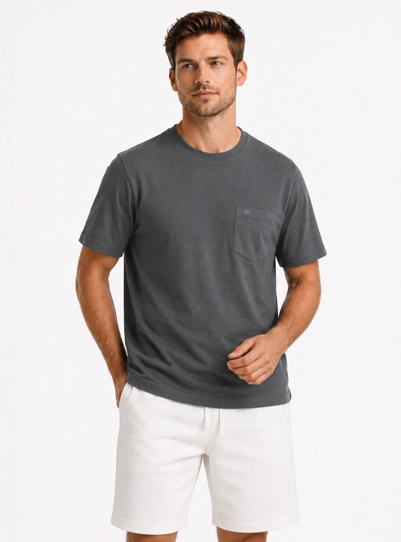 POLERA ALGODON LISA REGULAR FIT GRIS ARROW - 1