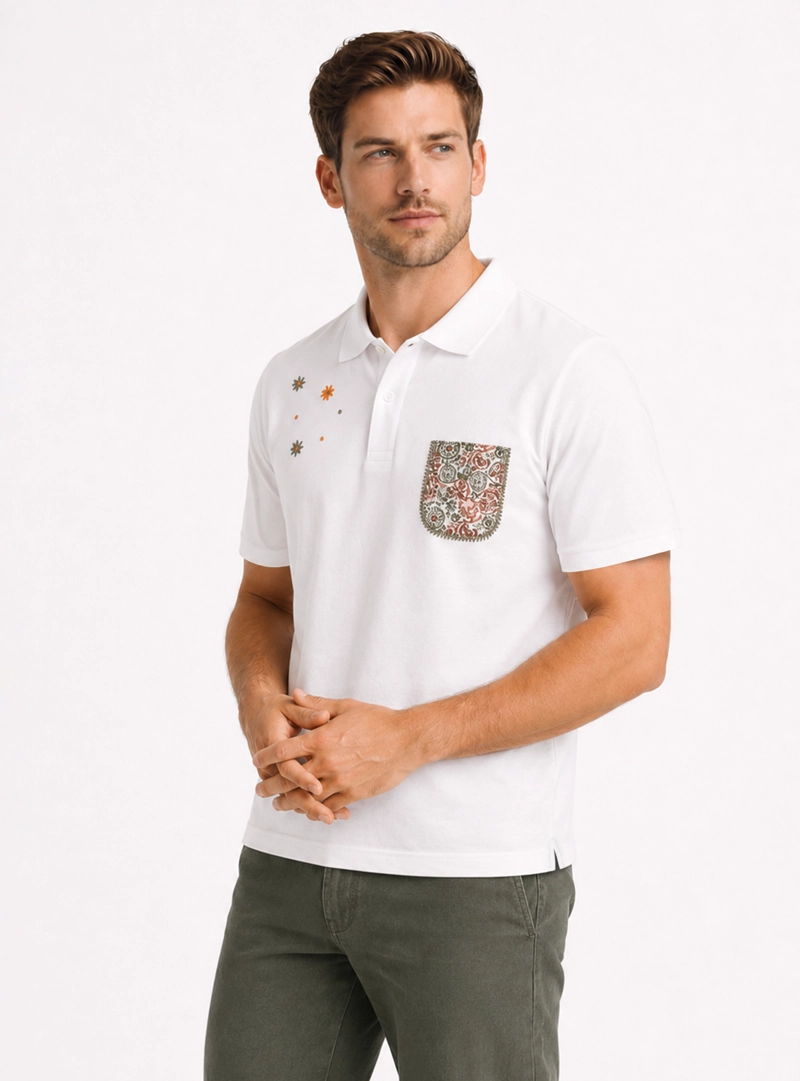 POLERA PIQUE REGULAR FIT BLANCO ARROW - 1