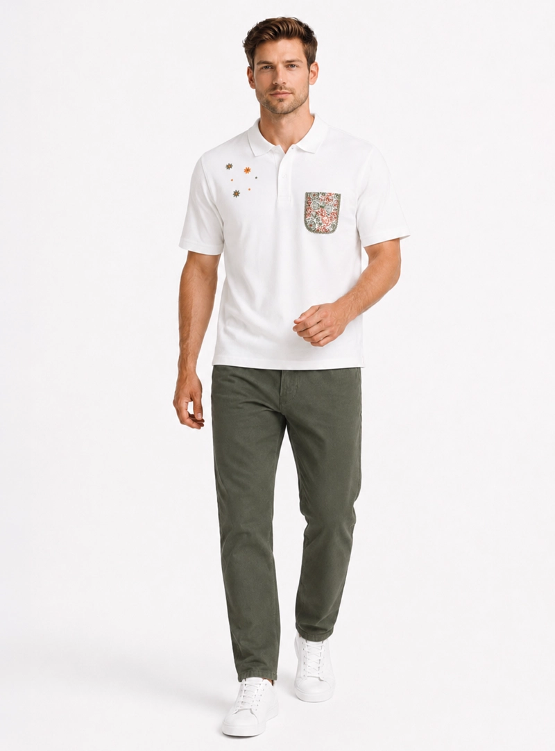 POLERA PIQUE REGULAR FIT BLANCO ARROW - 4