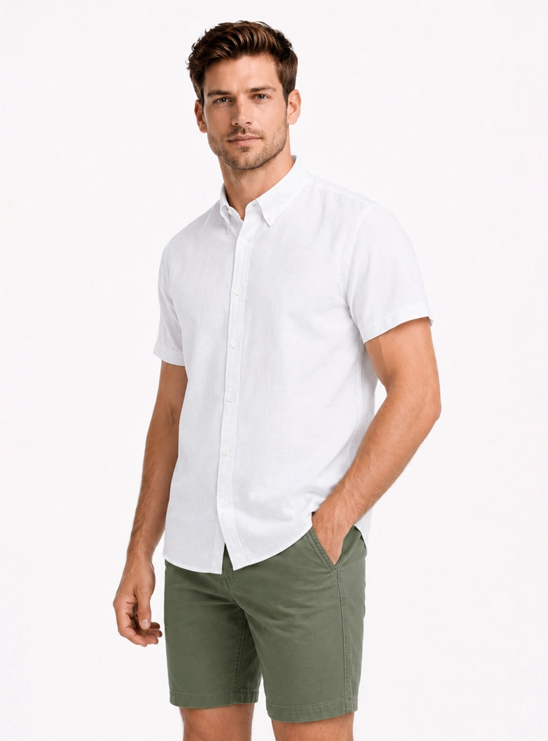 CAMISA LINO ALGODON REGULAR FIT BLANCO ARROW - 1
