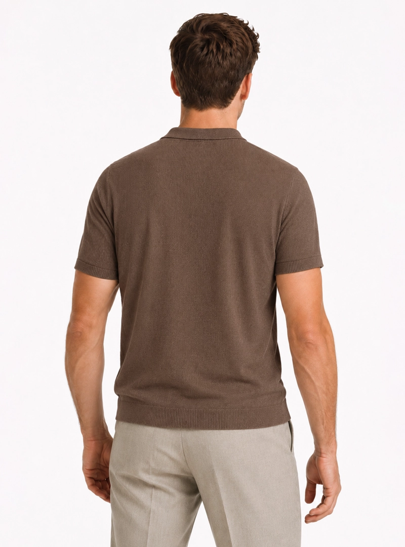 POLERA TEJIDA HALF ZIPPER REGULAR FIT CAFE  ARROW - 2