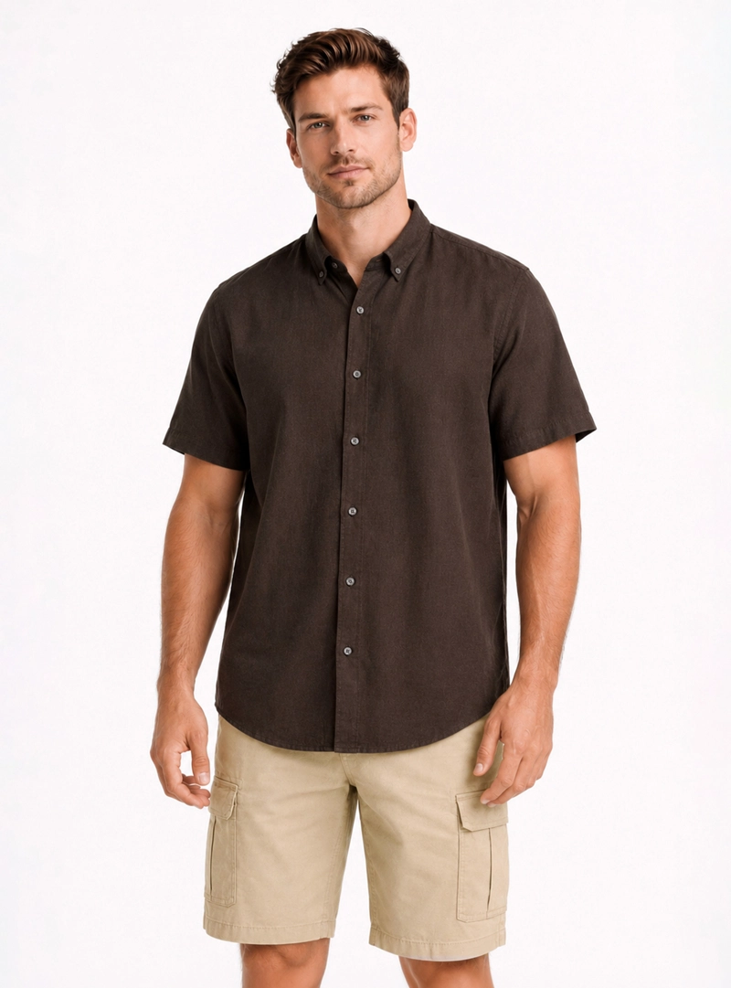 CAMISA LINO ALGODON REGULAR FIT CAFE  ARROW - 1