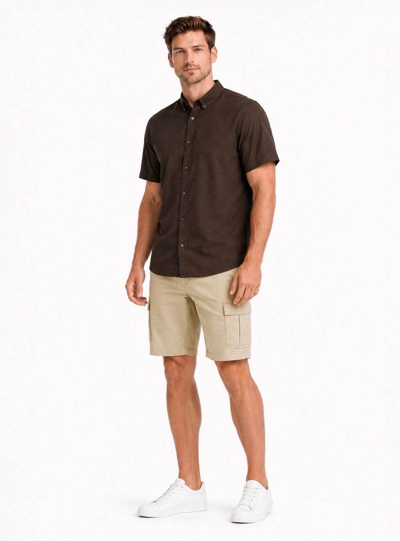 CAMISA LINO ALGODON REGULAR FIT CAFE  ARROW - 4