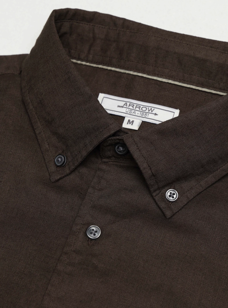 CAMISA LINO ALGODON REGULAR FIT CAFE  ARROW - 5
