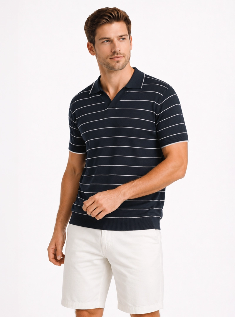 POLERA TEJIDA REGULAR FIT AZUL MARINO ARROW - 1