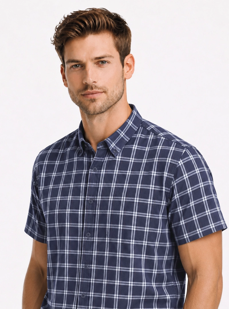 CAMISA A CUADROS REGULAR FIT AZUL ARROW - 3