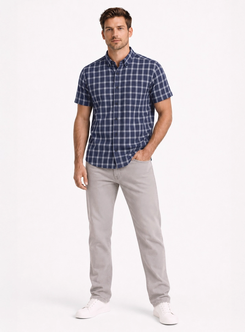 CAMISA A CUADROS REGULAR FIT AZUL ARROW - 4