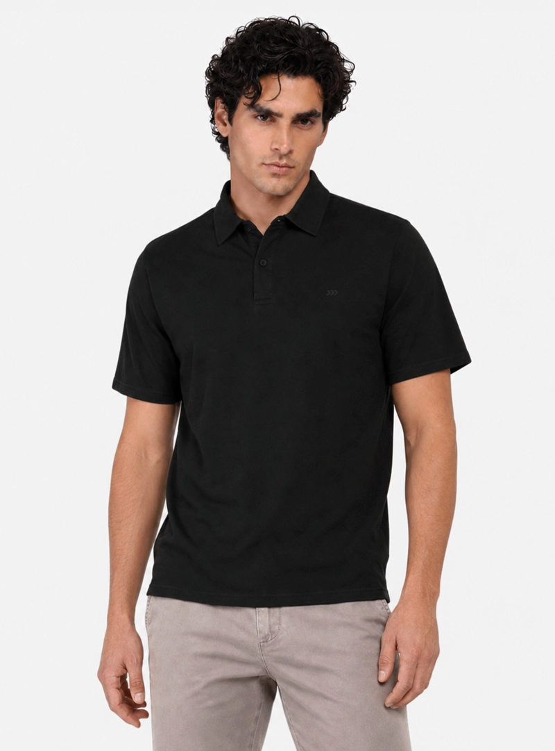 POLERA ALGODON LISA REGULAR FIT NEGRO ARROW - 1