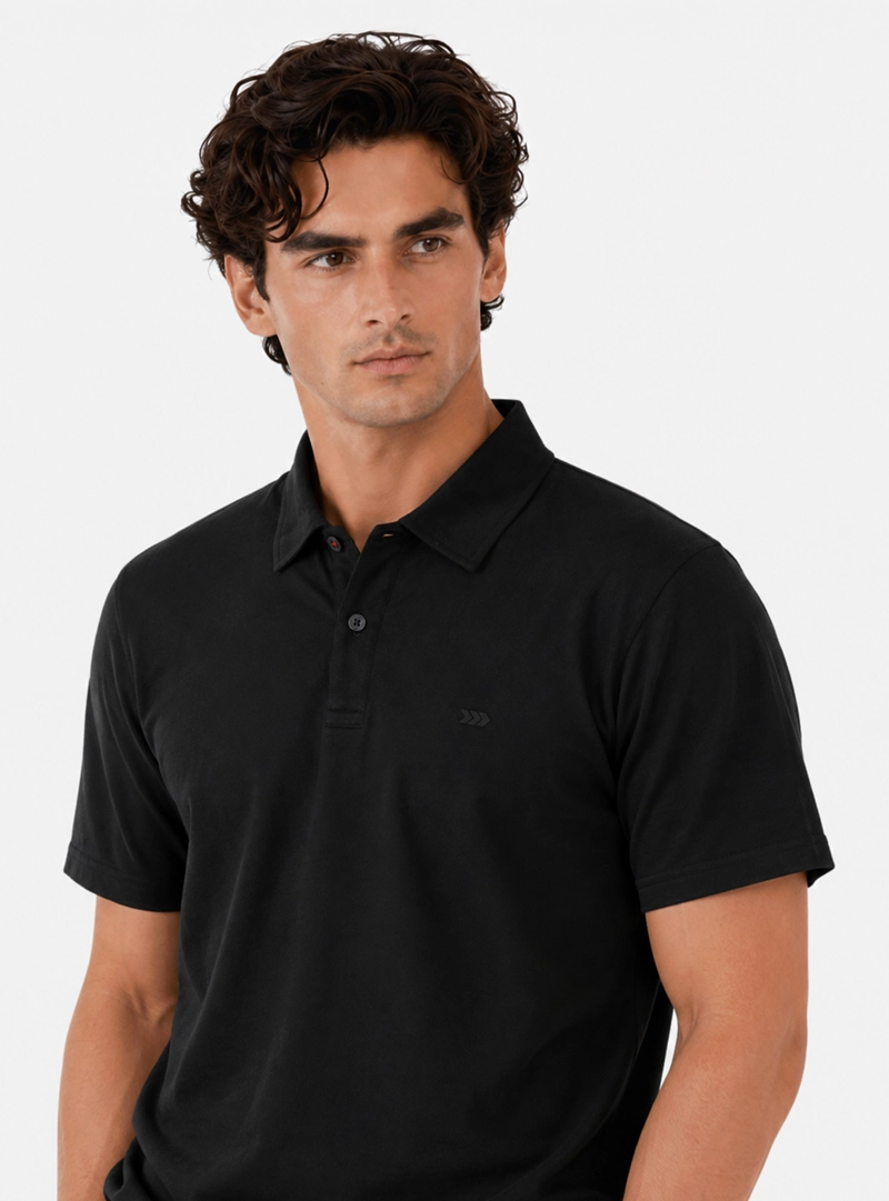 POLERA ALGODON LISA REGULAR FIT NEGRO ARROW - 3