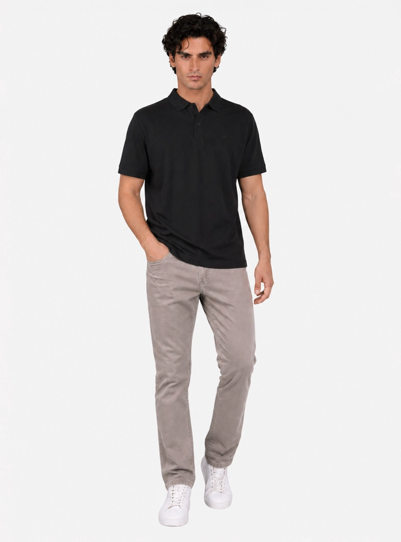 POLERA ALGODON LISA REGULAR FIT NEGRO ARROW - 4