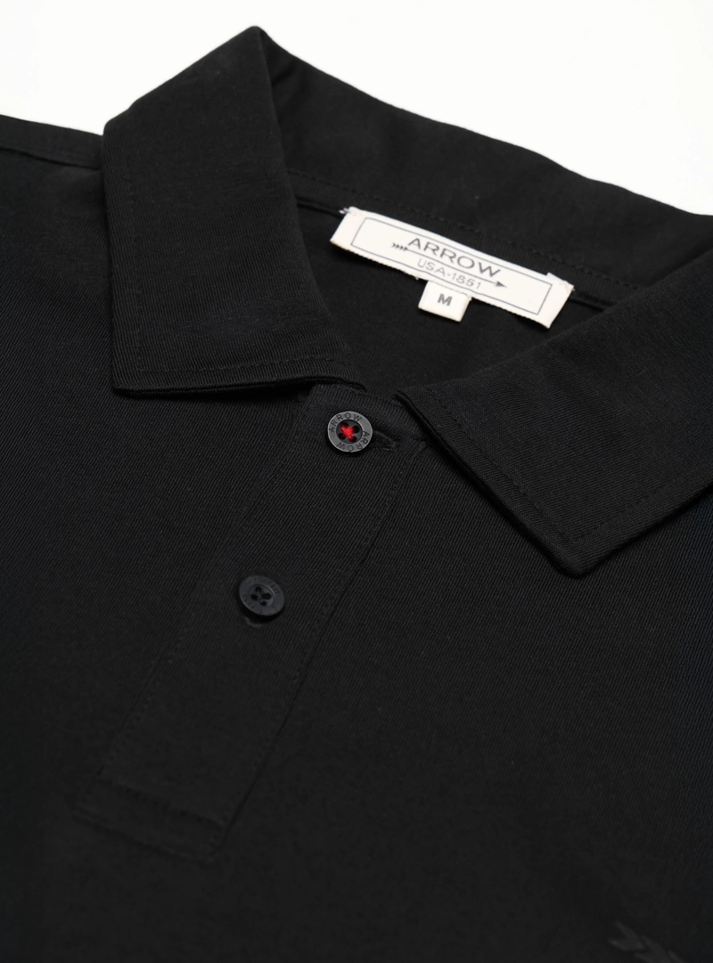 POLERA ALGODON LISA REGULAR FIT NEGRO ARROW - 5