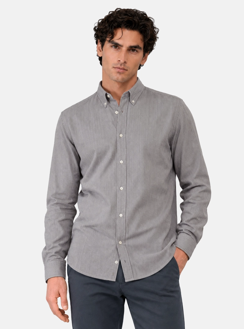 CAMISA A RAYAS REGULAR FIT GRIS ARROW - 1