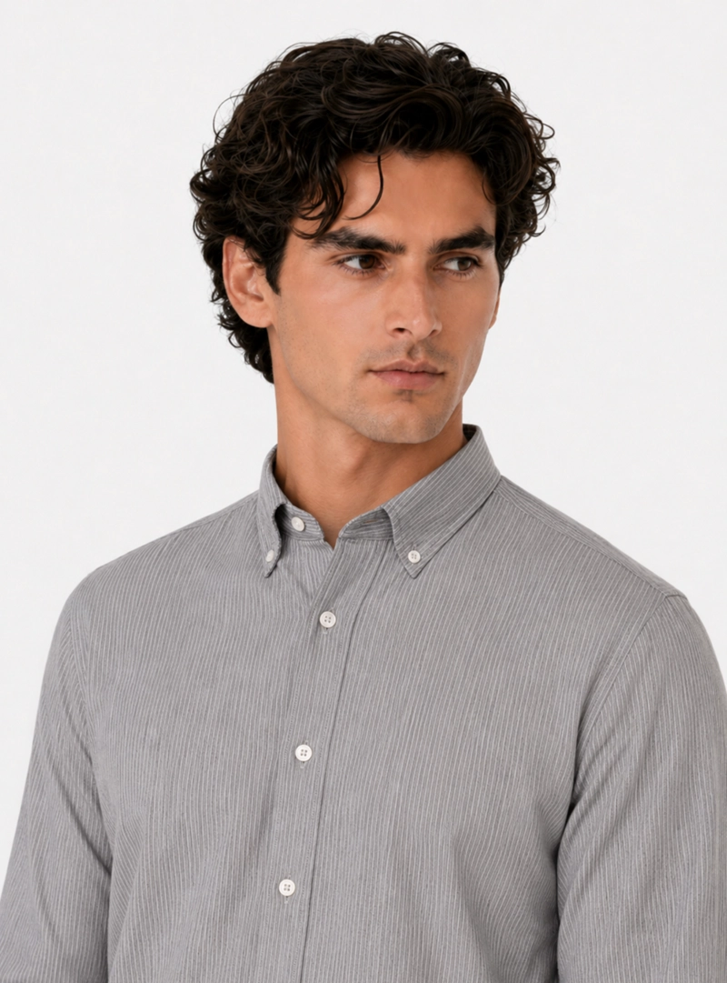 CAMISA A RAYAS REGULAR FIT GRIS ARROW - 4