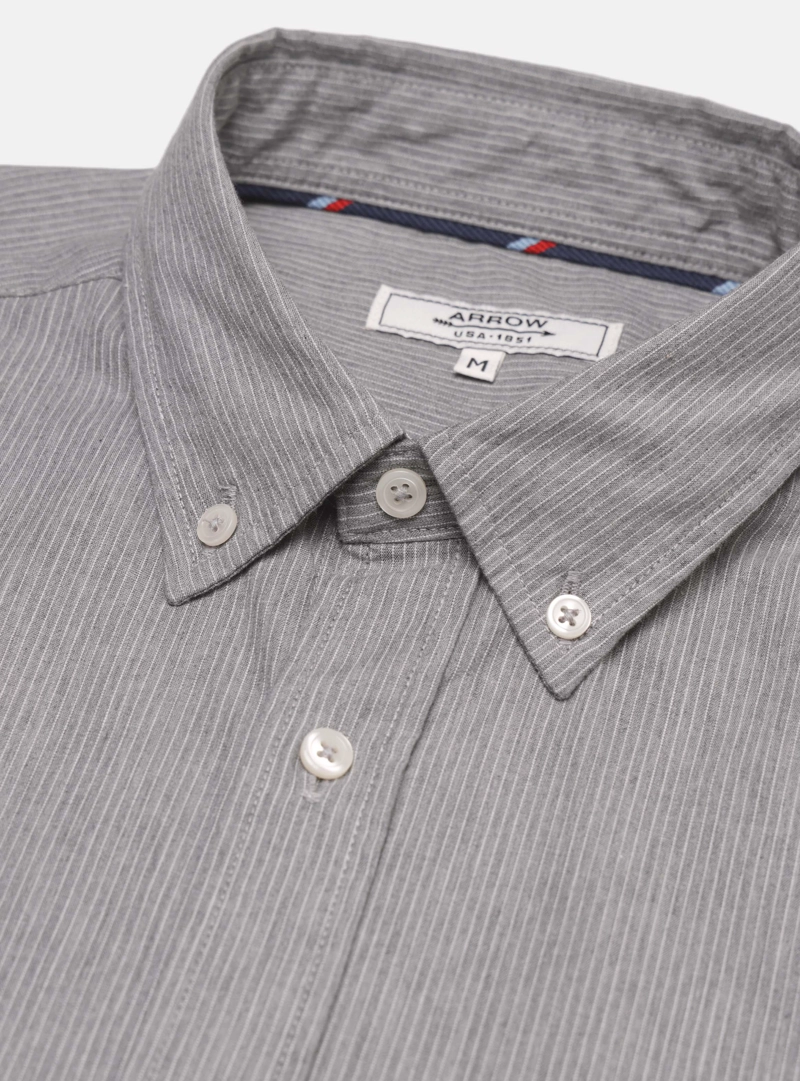 CAMISA A RAYAS REGULAR FIT GRIS ARROW - 5