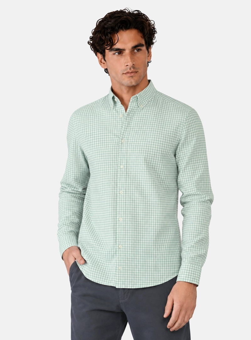 CAMISA OXFORD SPANDEX REGULAR FIT VERDE ARROW - 1