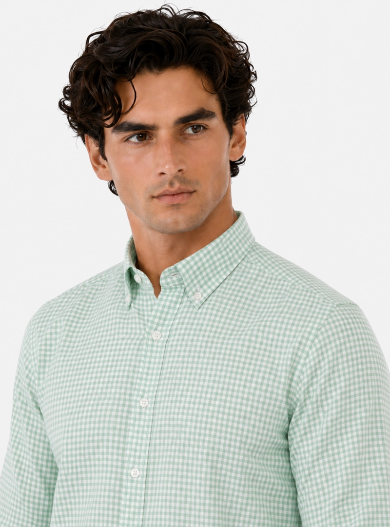 CAMISA OXFORD SPANDEX REGULAR FIT VERDE ARROW - 3