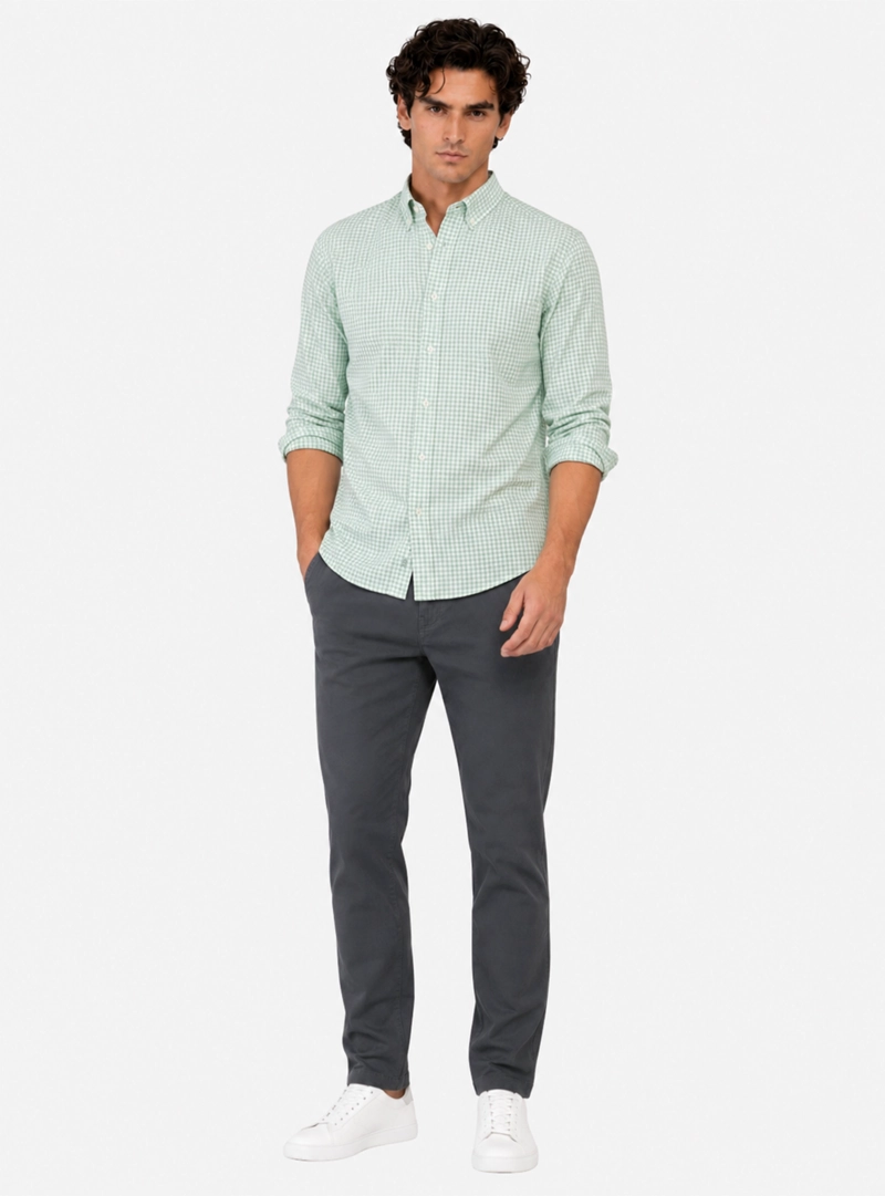 CAMISA OXFORD SPANDEX REGULAR FIT VERDE ARROW - 4