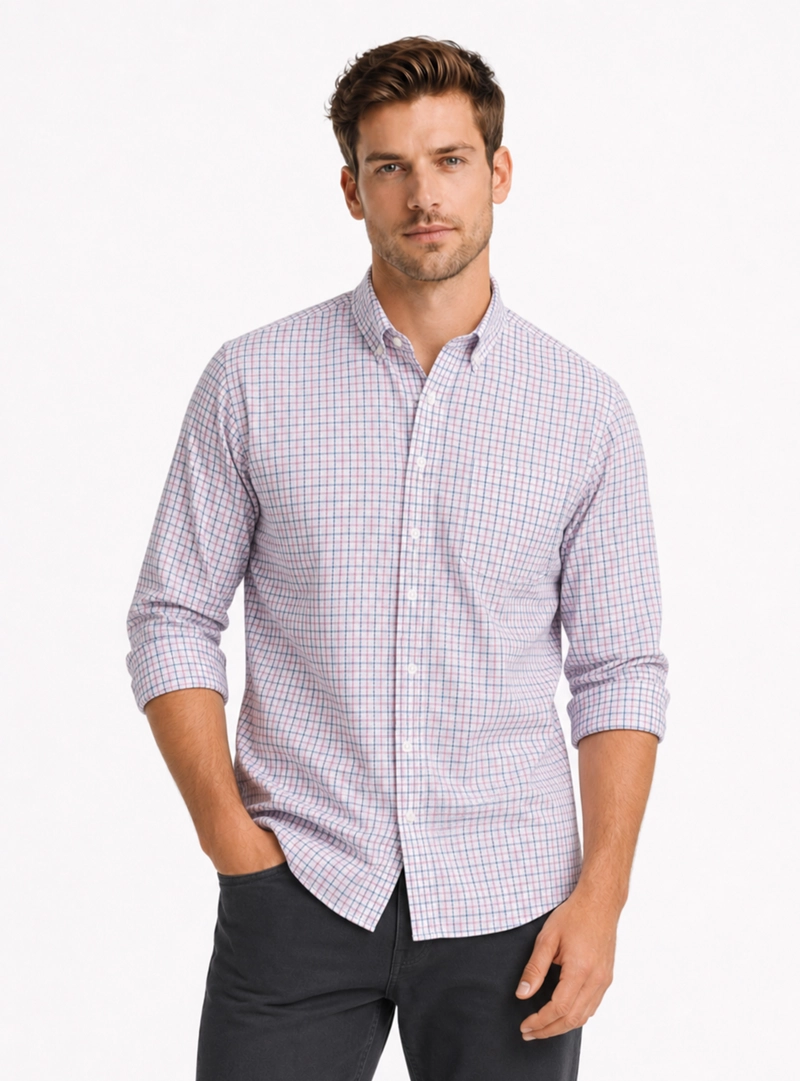 CAMISA A CUADROS REGULAR FIT ROSADO ARROW - 1