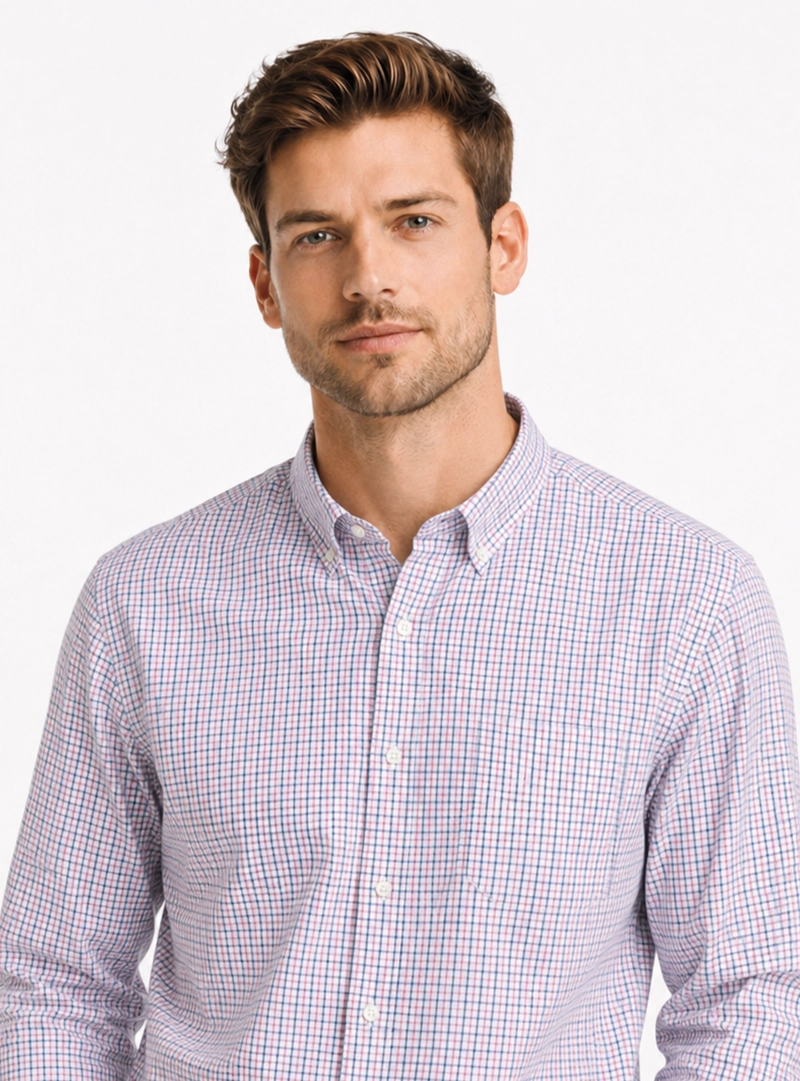 CAMISA A CUADROS REGULAR FIT ROSADO ARROW - 3